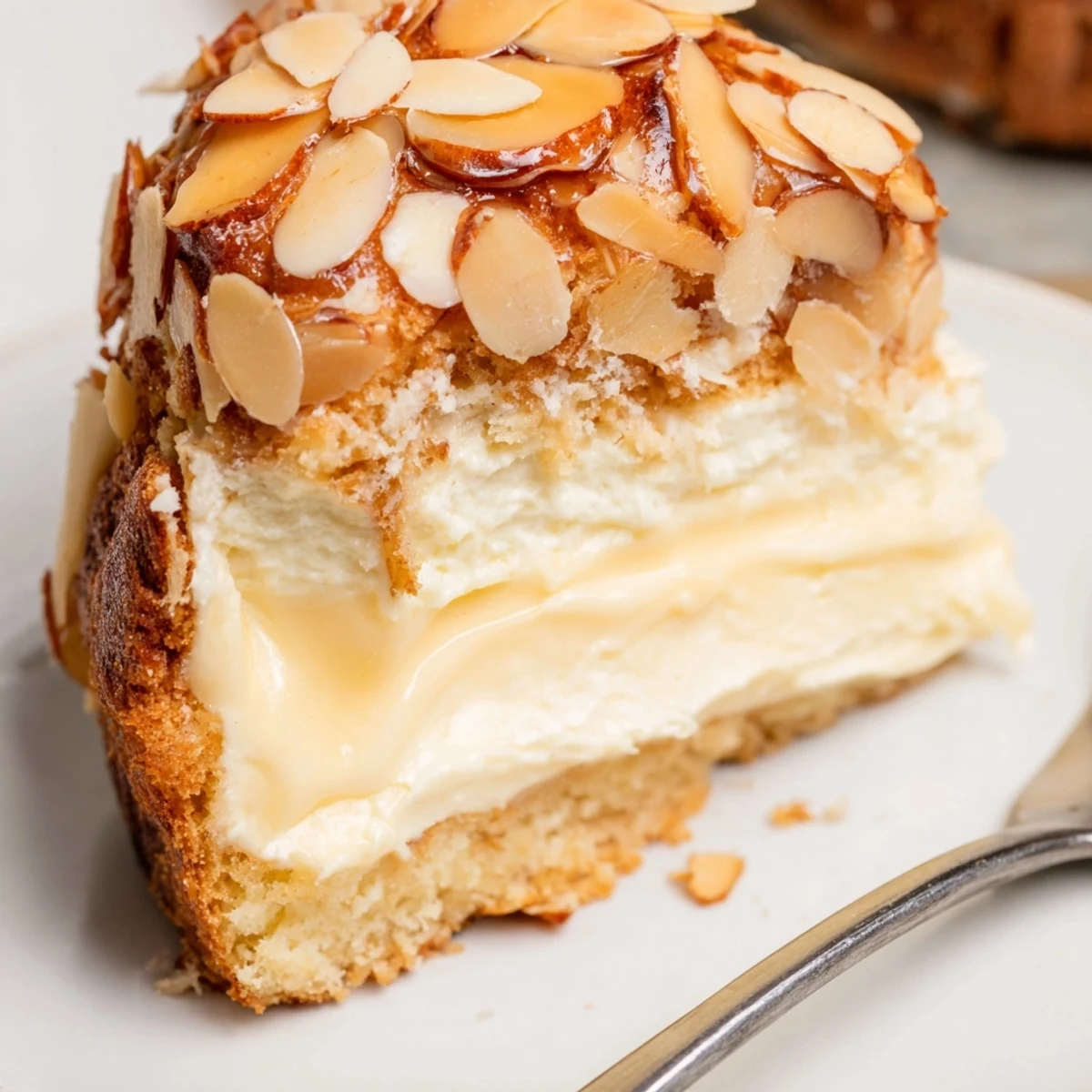 Bee Sting Cake mit glänzender Honigkruste und cremiger Füllung, perfekt zum Kaffee.  